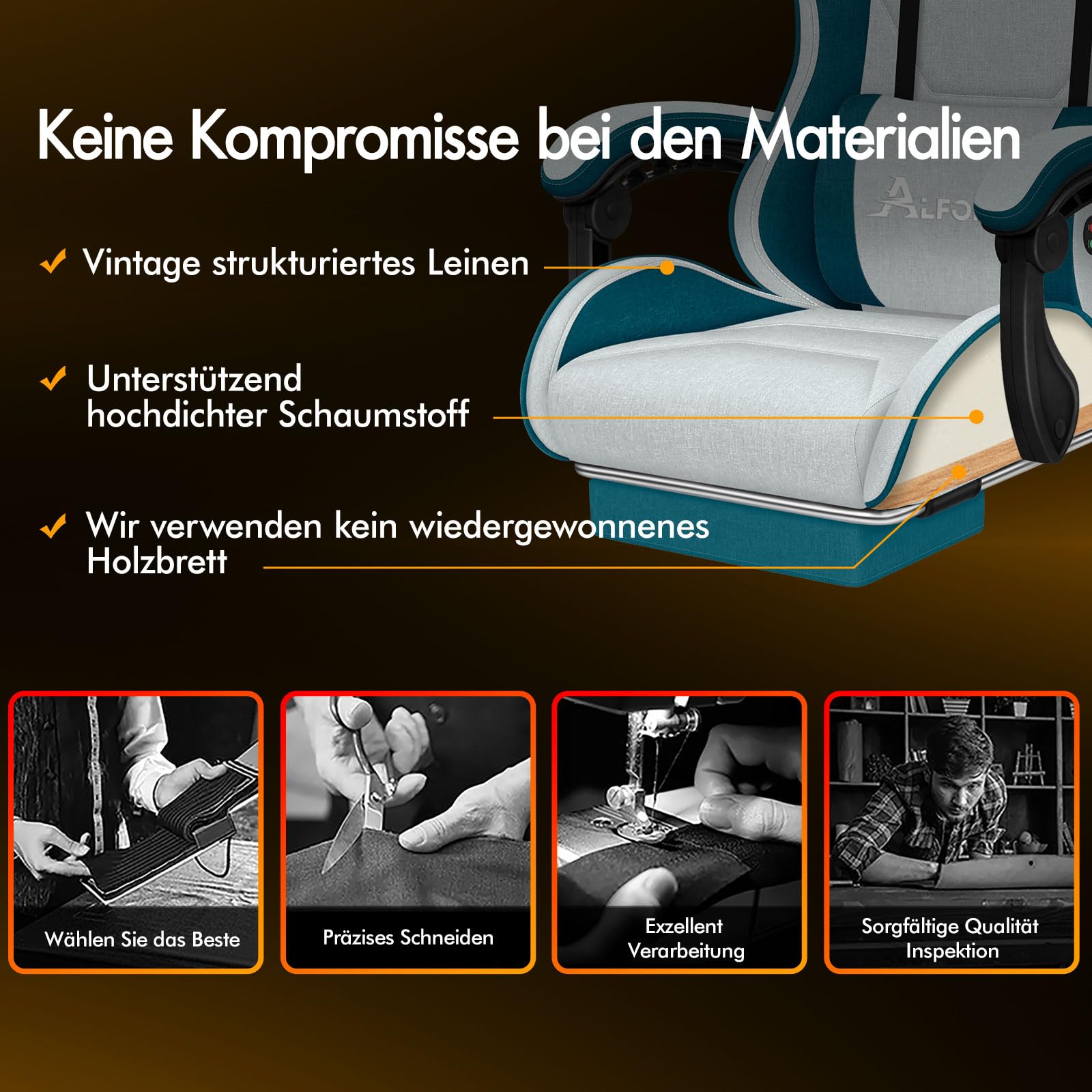 ALFORDSON Massage Gaming Stuhl Gamer-Stuhl ergonomischer Bürostuhl, Schreibtischstuhl Rennstuhl Verstellbarer, 360° Drehstuhl, höhenverstellbarer PC-Stuhl, Neigungswinkel 90°-150°, Dunkelblaugrün