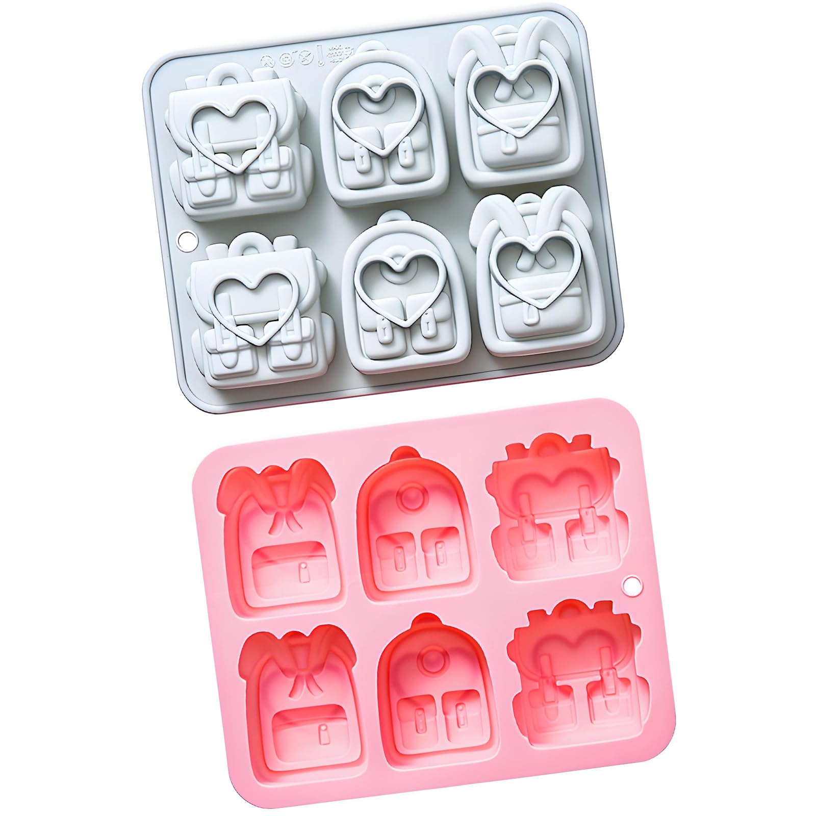 our fave 2Pcs 6 Cavities School Bag Silicone Molds Food Grade Silicone for Making Chocolate Jelly Desserts Beverages Cocktail Dessert Elastomer Molds