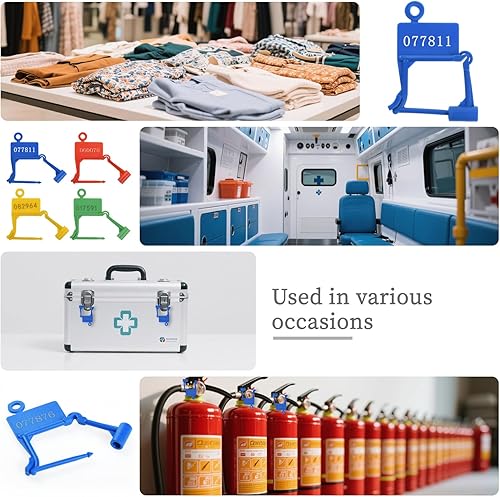 Miniatura 3 de 100 sellos de plástico desechables con autobloqueo, sellos de seguridad numerados a prueba de manipulaciones, para equipaje, bolsa de documentos,