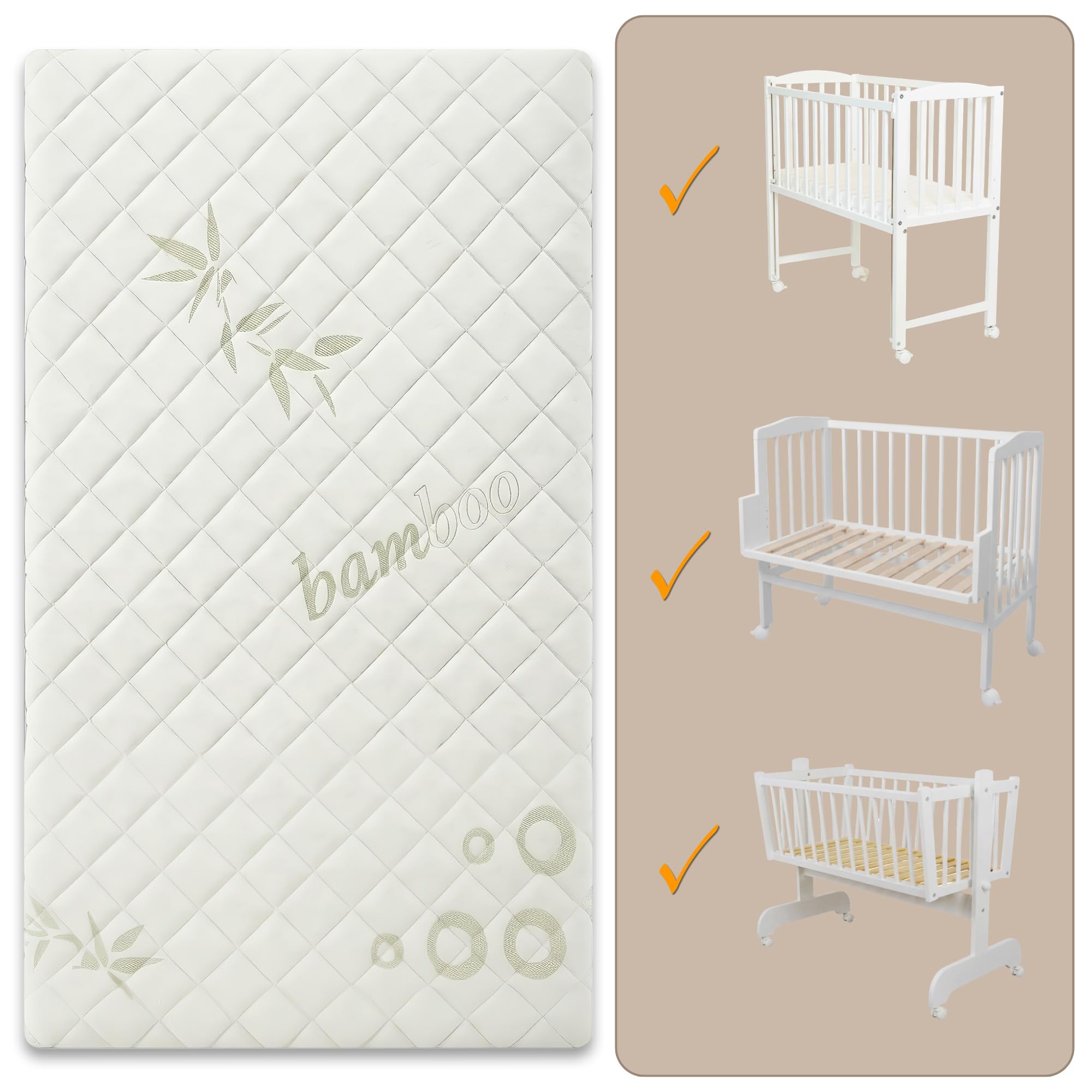 materacyk do gondoli prostokatny premium bamboo 90x40x4 t-1832
