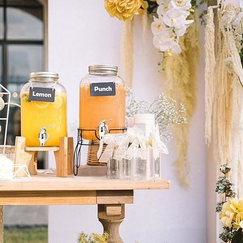 Miniatura 2 de Dispensadores de bebidas de 2 galones para fiestas, tarro de vidrio de té solar para exteriores, 2 espitas de presión (fácil para niños),