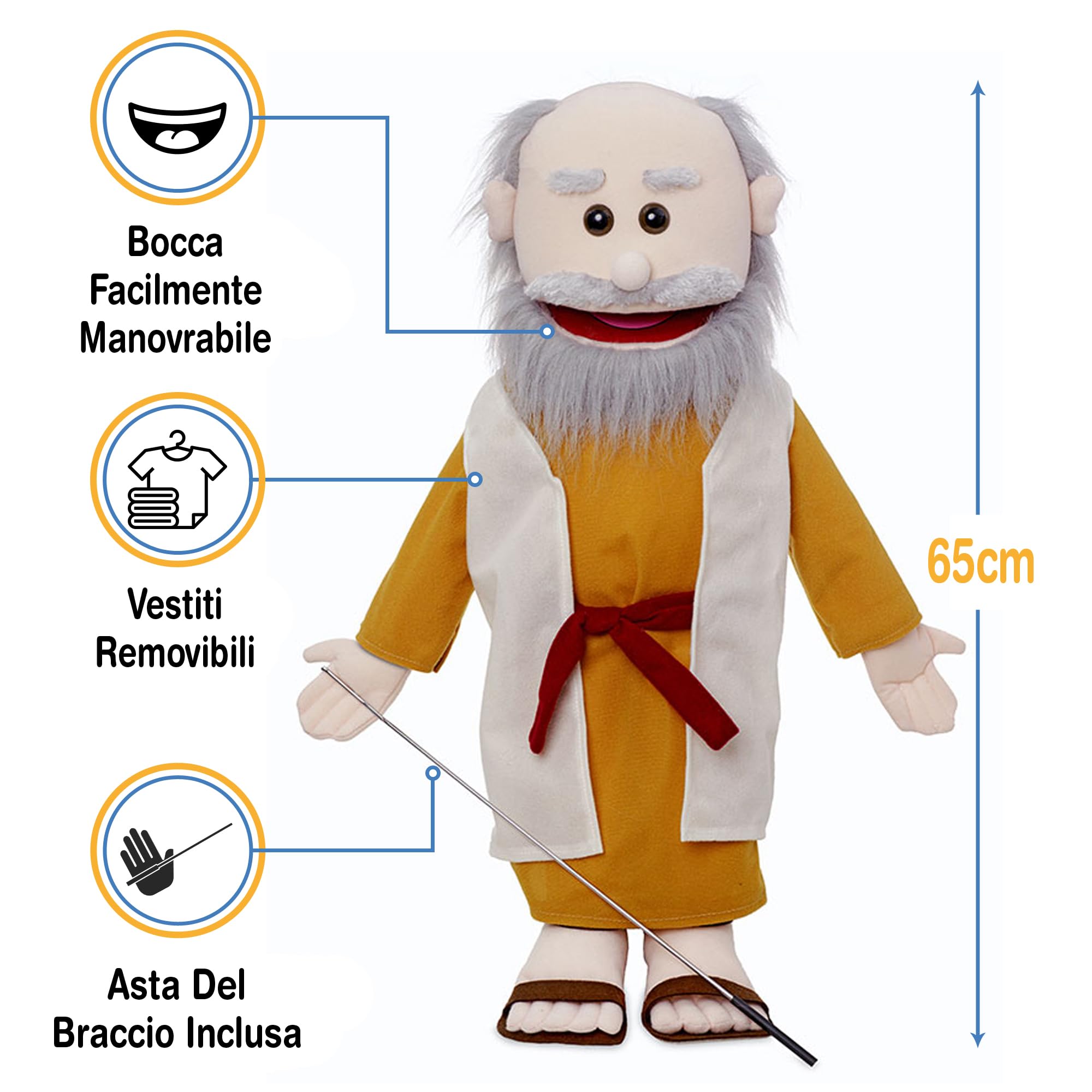 Silly Puppets Mosè da 63,5 cm, personaggio biblico completo, burattino del ministero cristiano