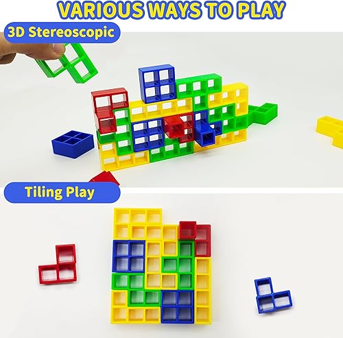 Miniatura 7 de Popokeegoo Juego de 48 piezas de bloques apilables Tetra Balance  Juegos de mesa para niños y adultos Tetra Tower Balancing Juguetes de construcción
