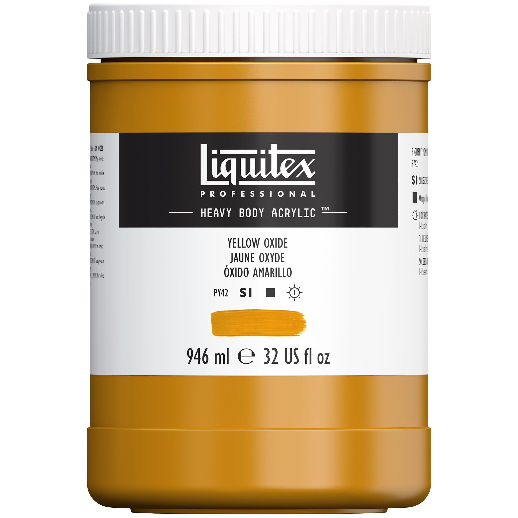 Liquitex 4413416 Professional Heavy Body Acrylfarbe in Künstlerqualität mit ausgezeichneter Lichtechtheit in buttriger Konsistenz, 946ml Topf - Oxidgelb