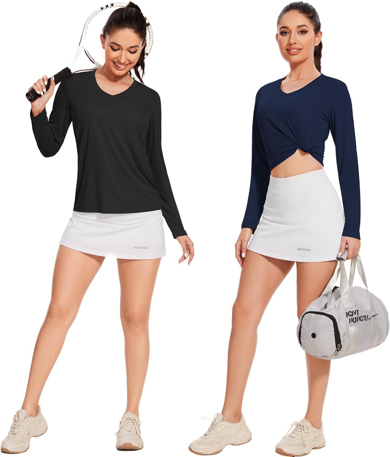 BALENNZ Long Sleeve Workout Shirts for Women V Neck Moisture Wicking Quick Dry Gym Athletic Top Shirts - Image 4