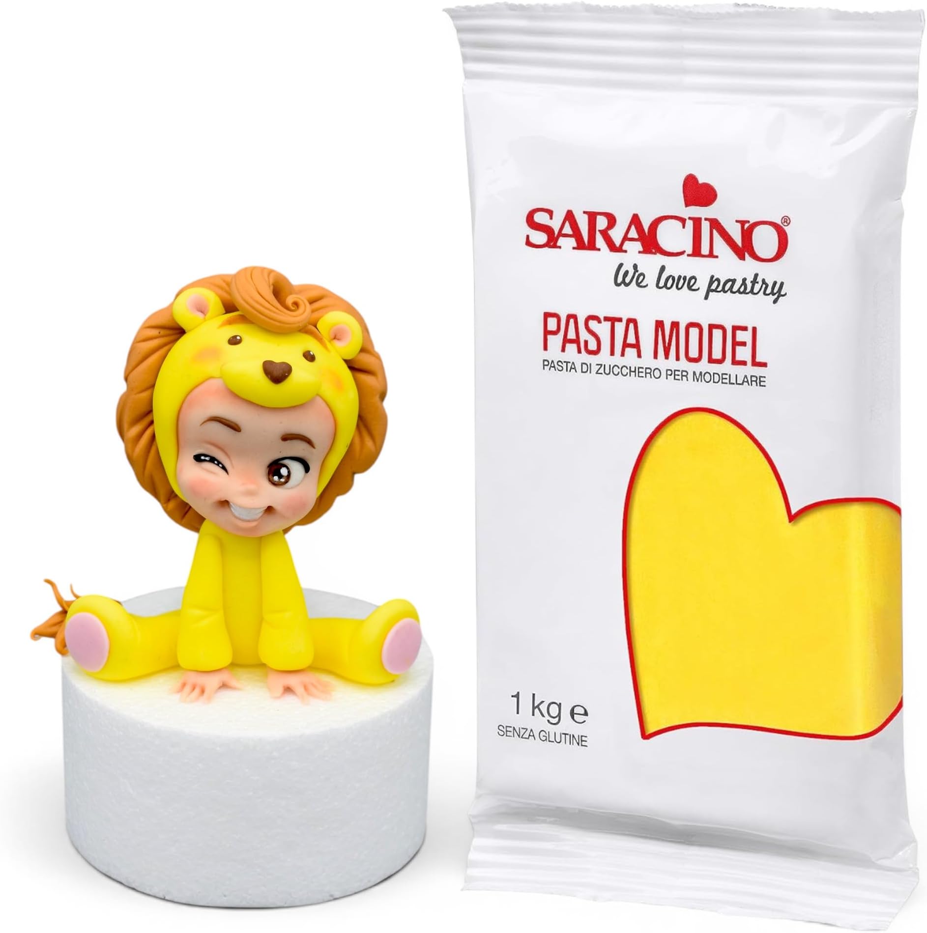 Saracino Sugar Paste Model Yellow Modelling Paste 1 kg Gluten Free Made in Italy