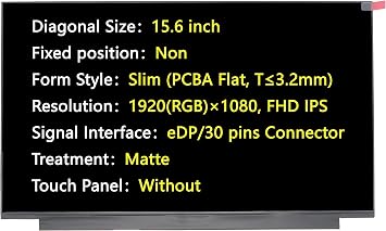 New Screen Replacement for LP156WFC-SPD1 LP156WFC-SPD5 LP156WFC-SPD2 LP156WFC-SPD3 LP156WFC-SPD8,eDP 30 Pins 1920RGB1080, FHD IPS Matte LCD LED Display