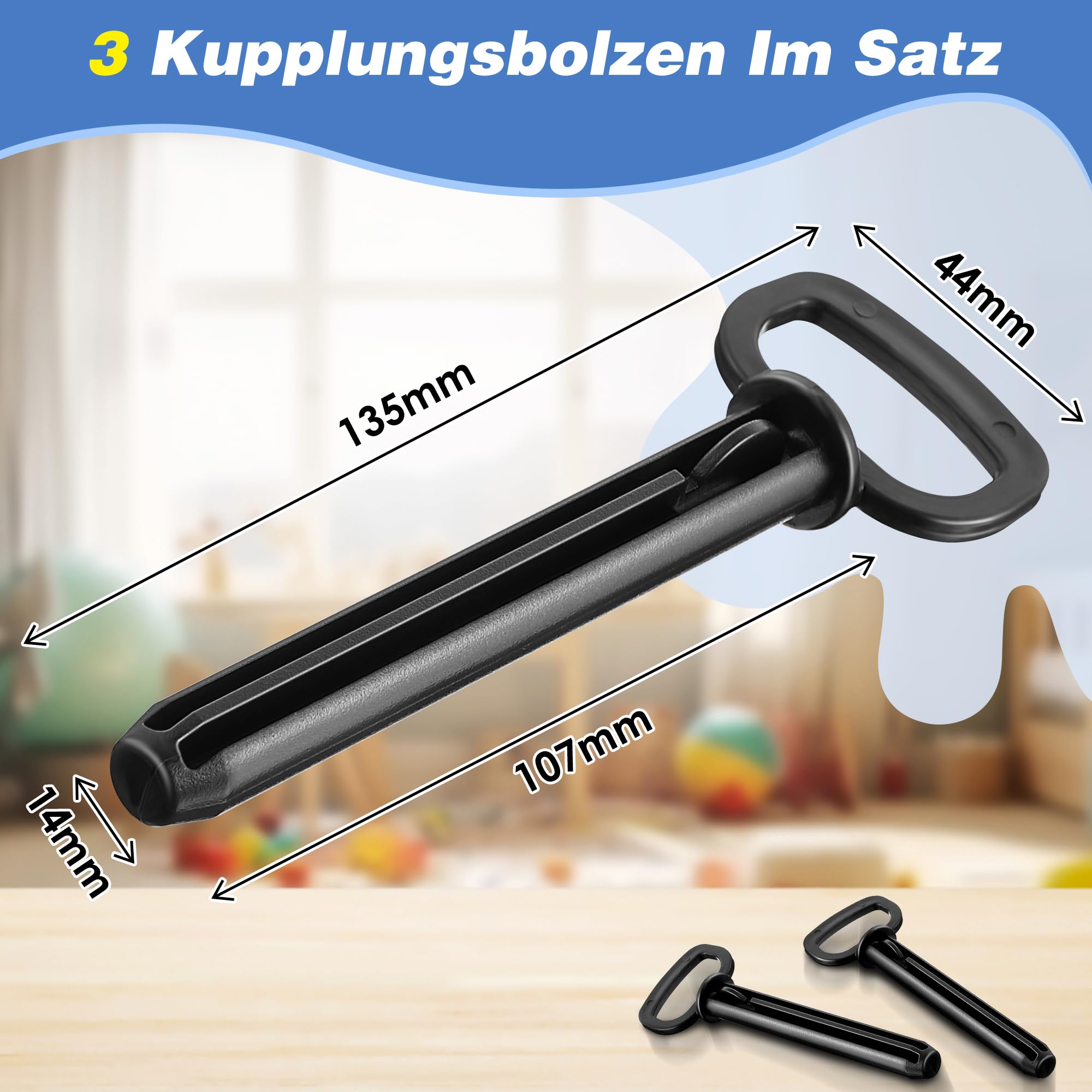 Enhon 3 Stück Toys Kupplungsbolzen Car Zubehör für Traktoren Zubehör für Trettraktoren Zum Anhängen Von Trailern, Zubehör für Kinderfahrzeuge, Schwarz Hochwertiger Kunststoff