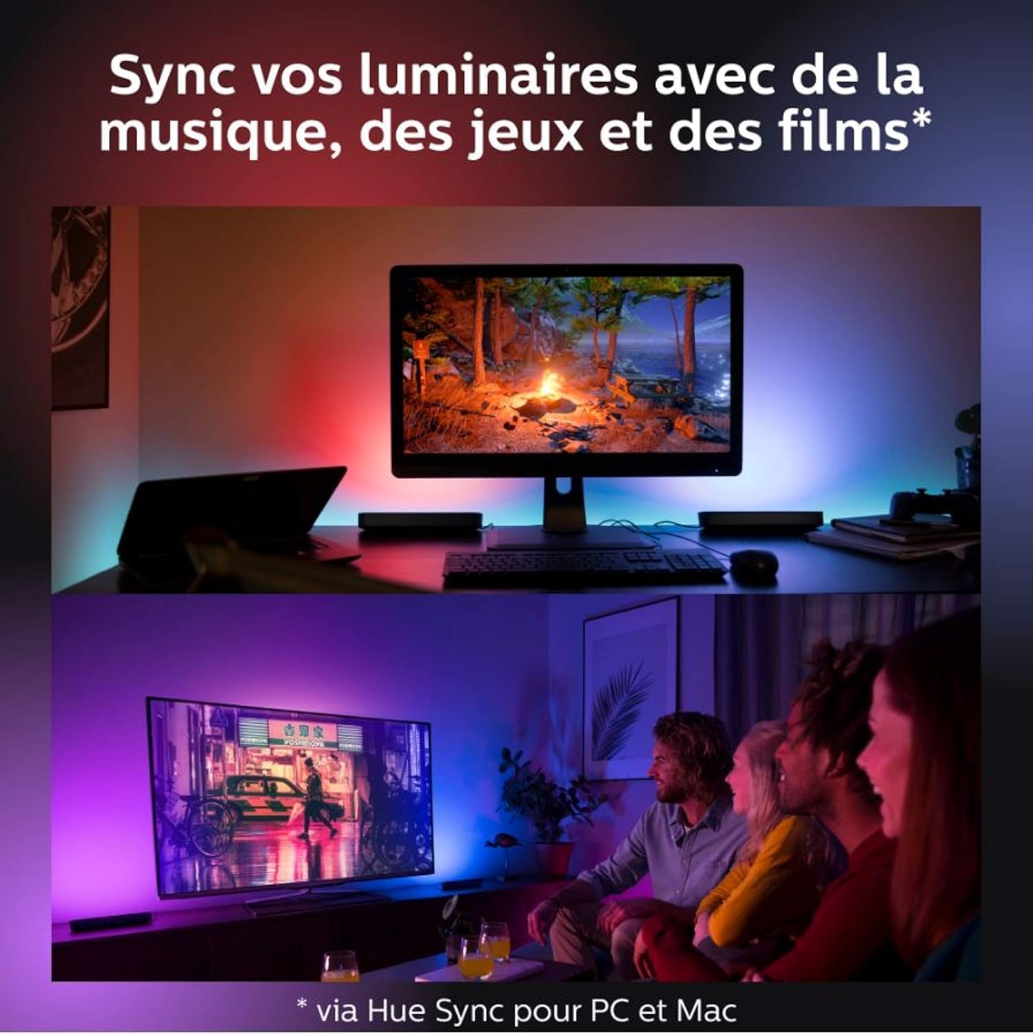 Philips Hue Play White and Color Ambiance LED Barre Lumineuse Connectée, Pack Simple, Noir, Compatible Alexa, Google Assistant, Apple HomeKit