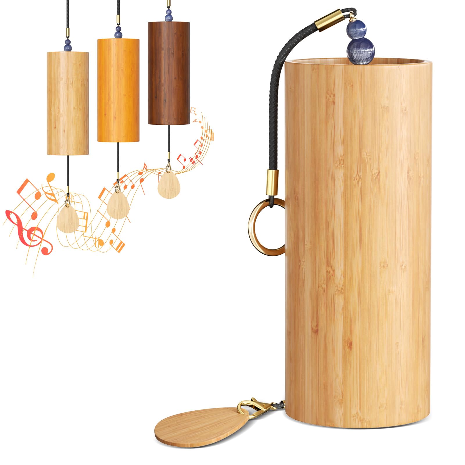 Wind Chimem, Bamboo Meditation Chimes for Outdoors Zen, Wind Bell for Home Decoration, Yoga Deep Sound Healing Instruments Chime (Bamboo)