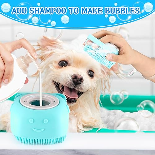 Miniatura 2 de VIWIK Cepillo de baño para perros, 3 piezas, para baño, suministros de baño para perros, cepillo de champú para perros con mango de anillo