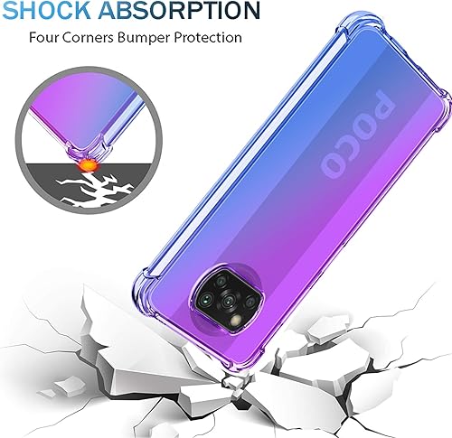 Miniatura 6 de OEURVQO Funda para Poco X3 NFC, Poco X3 Pro Poco X3, transparente, lindo, degradado, colorido, delgado, suave, TPU, a prueba de golpes,