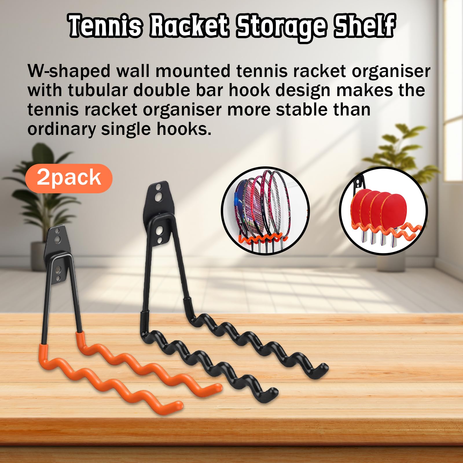Generic Tennis Racket Storage Rack Snapklik.com : 2 Pack Wall-Mounted Tennis Racket Storage Rack Display Stand