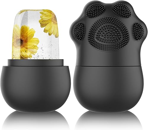 Miniatura 1 de GeeRic Rodillo facial de hielo, cepillo de limpieza facial de hielo de silicona, contorno de cara de cubo para ojos y cuello, rodillo de masaje