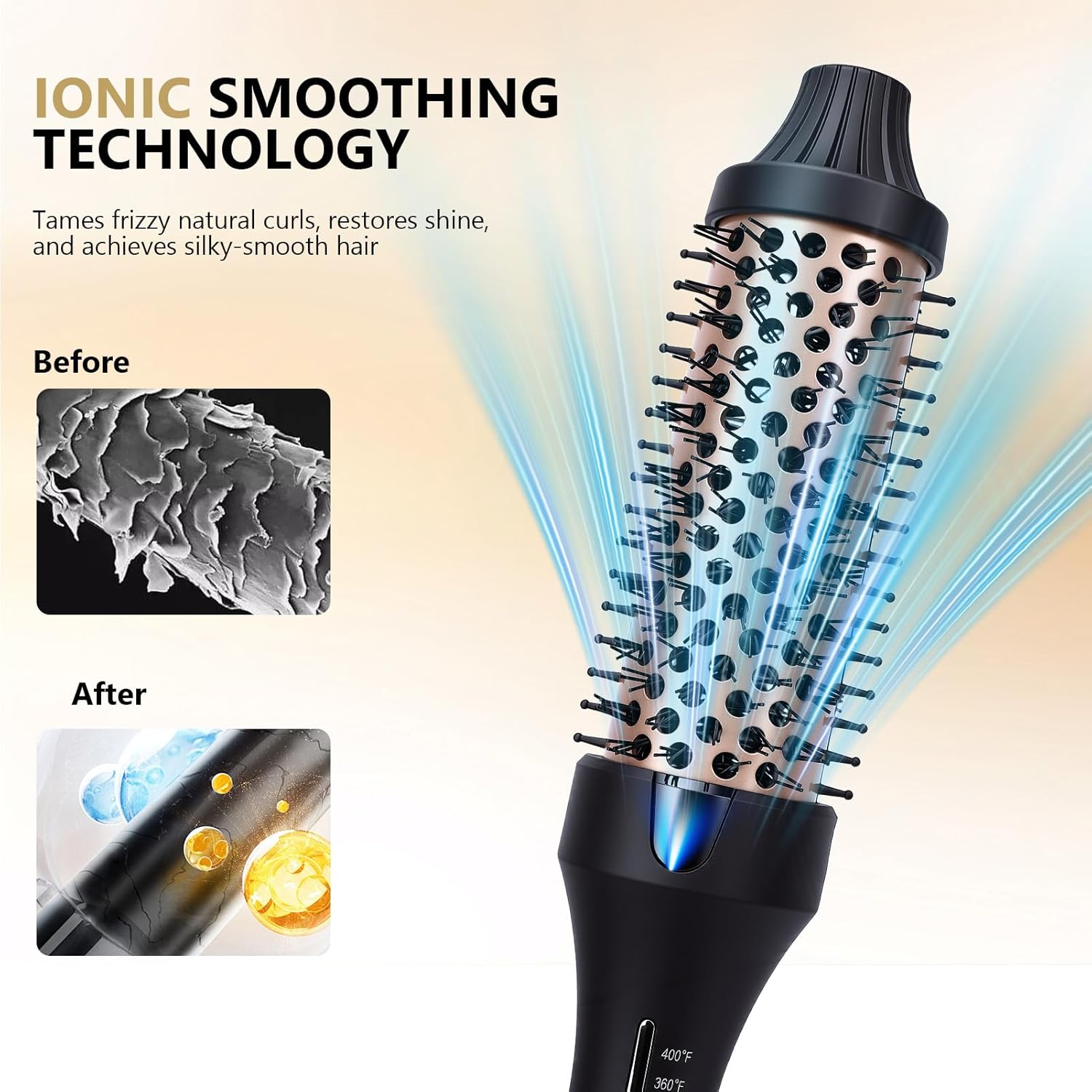 Thermal Brush 1.5 Inch, Heated Round Brush Curling Iron Rapid Heating 5 Temp Settings Easy to Create Blowout Look Voluminous Curls, Dual Voltage