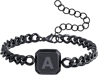 Armband Herren mit Buchstaben Edelstahl Panzerkette Armkette Männer Jungen