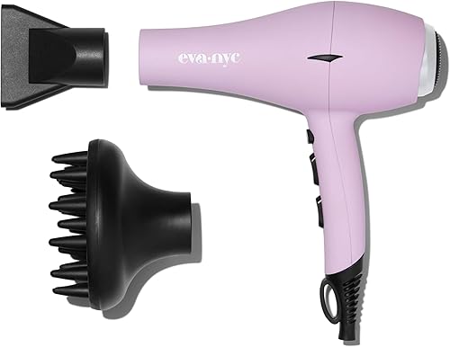 Eva NYC Spectrum - Secador de pelo infrarrojo lejano, secador de pelo de cerámica para cabello suave, sin encrespamiento, ligero con difusor y