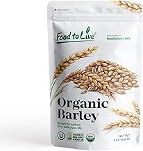 Food to Live Organic Pearl Barley, 1 Pound – Non-GMO, Polished Unhulled Barley, Kosher, Vegan, Bulk. Cooks Faster than Hulled Barley. Rich in Fiber, Selenium. Great for Hot Cereal, Salads, Stews
