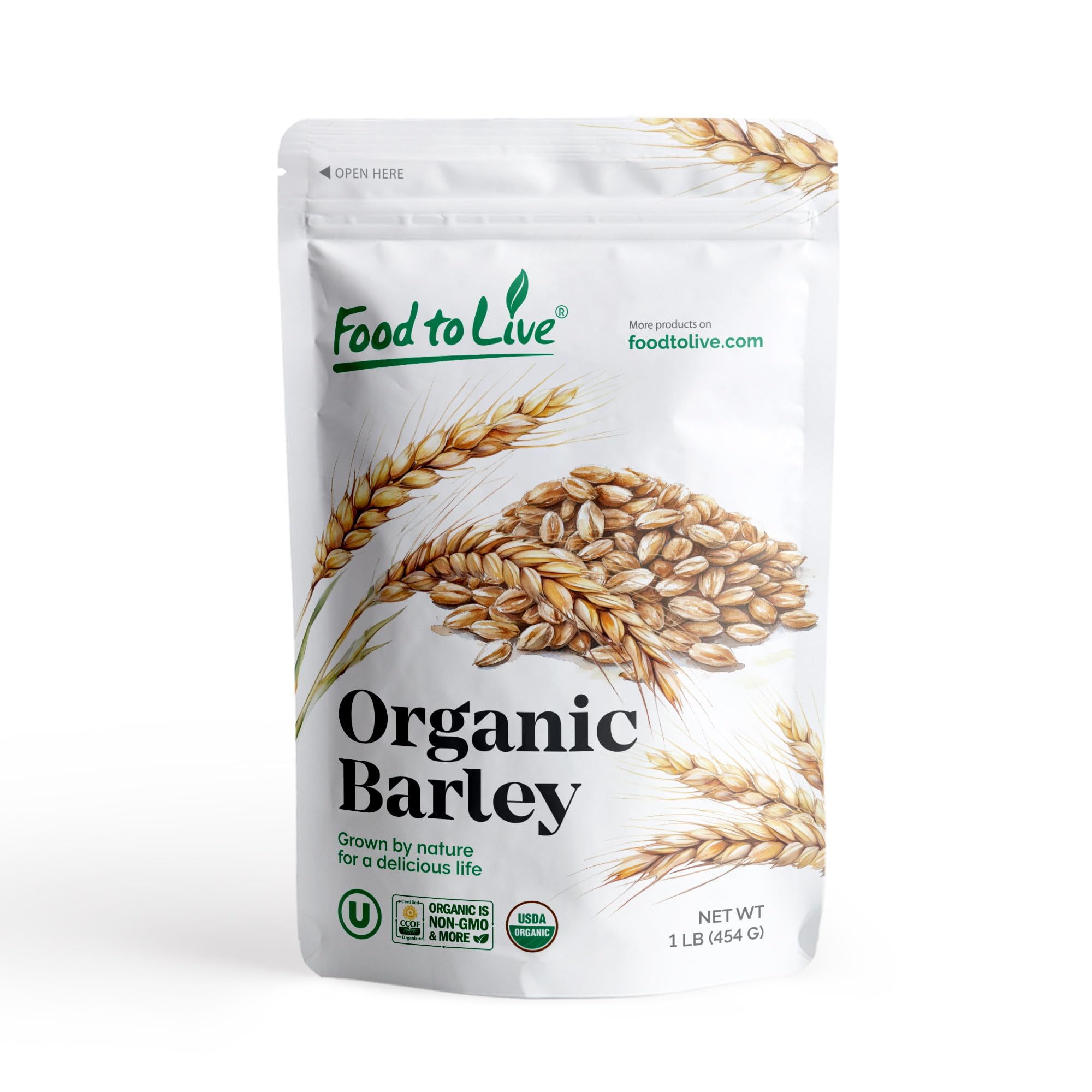 Food to Live Organic Hulled Barley, 1 Pound – Non-GMO, 100% Whole Grain, Kosher, Vegan, Bulk. Suited for Home Brewing, Grinding. High in Fiber. Great for Chili, Hot Cereal, Salads, SoupUSDA Organic