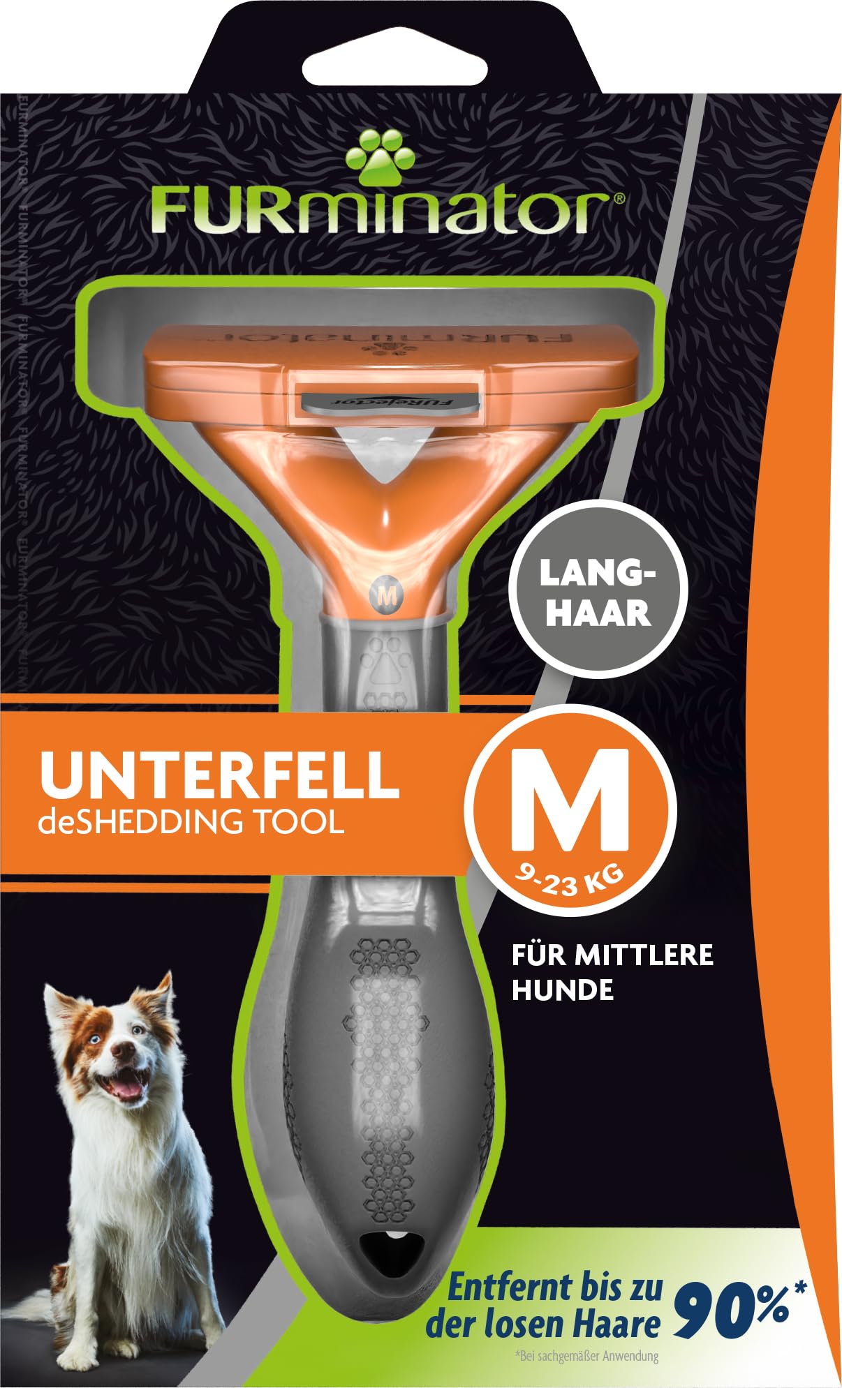 FURminator deShedding-Tool Hund Größe M Langhaar - Hundebürste für mittelgroße Hunde zur Entfernung der Unterwolle - Verbessertes Design – Ansicht 2