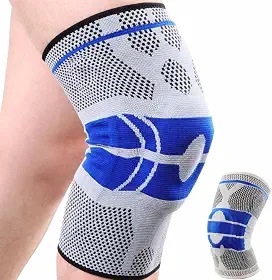 Joelheira Ortopedica De Compressão Silicone E Fio De Flexível Aço Tensor Alívio De Dor Tensor articulada ligamento rompido Fitness Cross Bike Volei Basquete Proteção Silicone e recuperação do joelho Tubarão Stores- (G)