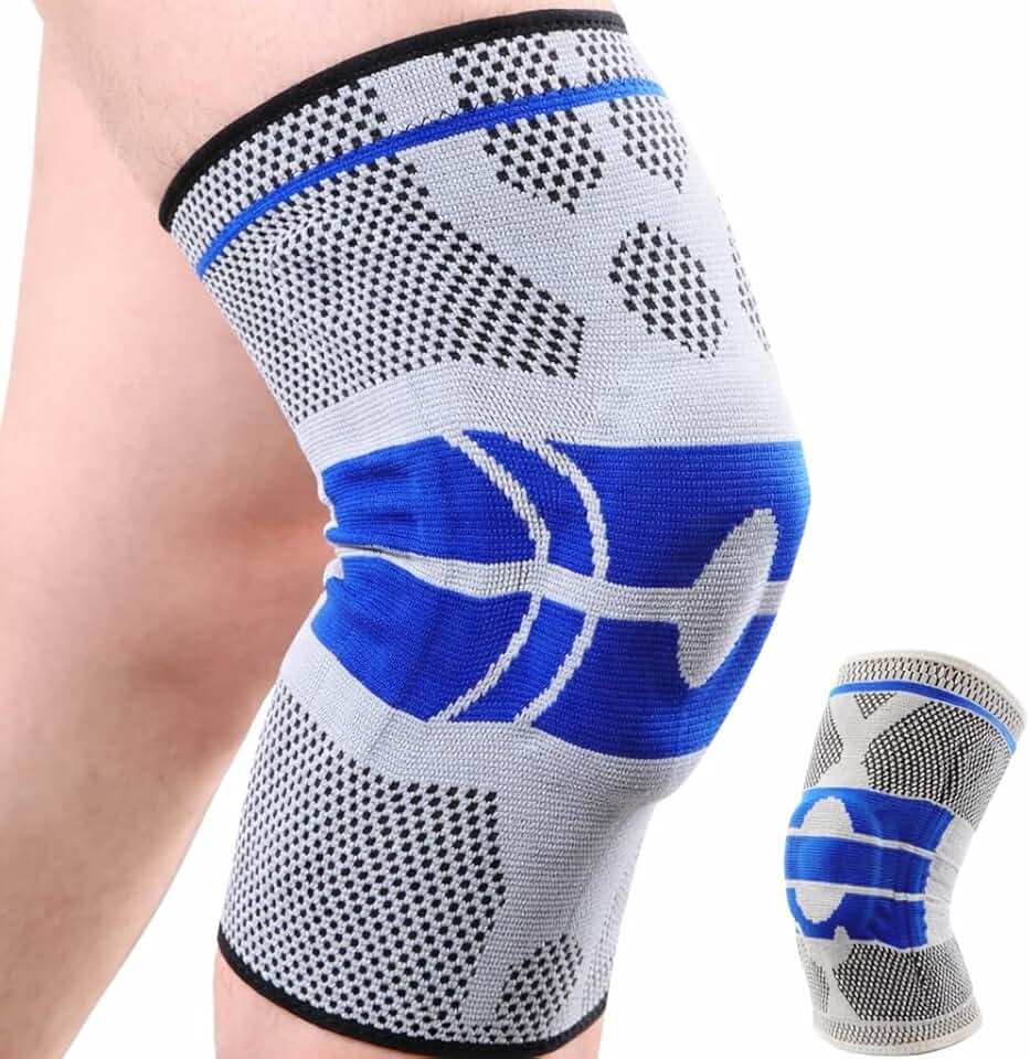 Joelheira Ortopedica De Compressão Silicone E Fio De Flexível Aço Tensor Alívio De Dor Tensor articulada ligamento rompido Fitness Cross Bike Volei Basquete Proteção Silicone e recuperação do joelho - Tubarão Stores (GG)