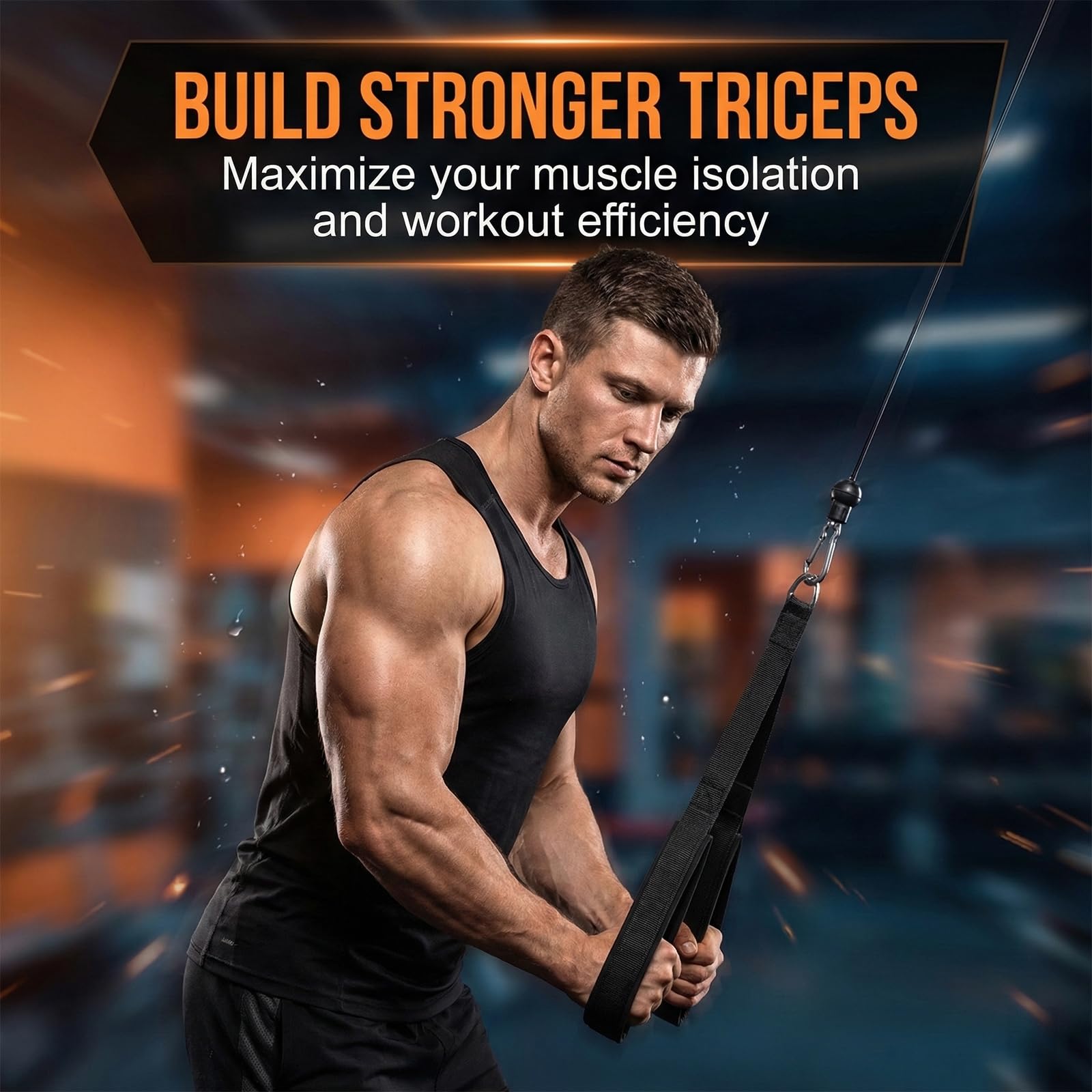 Trizepsseil,Trizepsseil Kabelbefestigung,Trizeps-Pull-Down-Seil für Push-Downs, Crunches, Facepulls für Professionelles Fitnessstudio Schwarz
