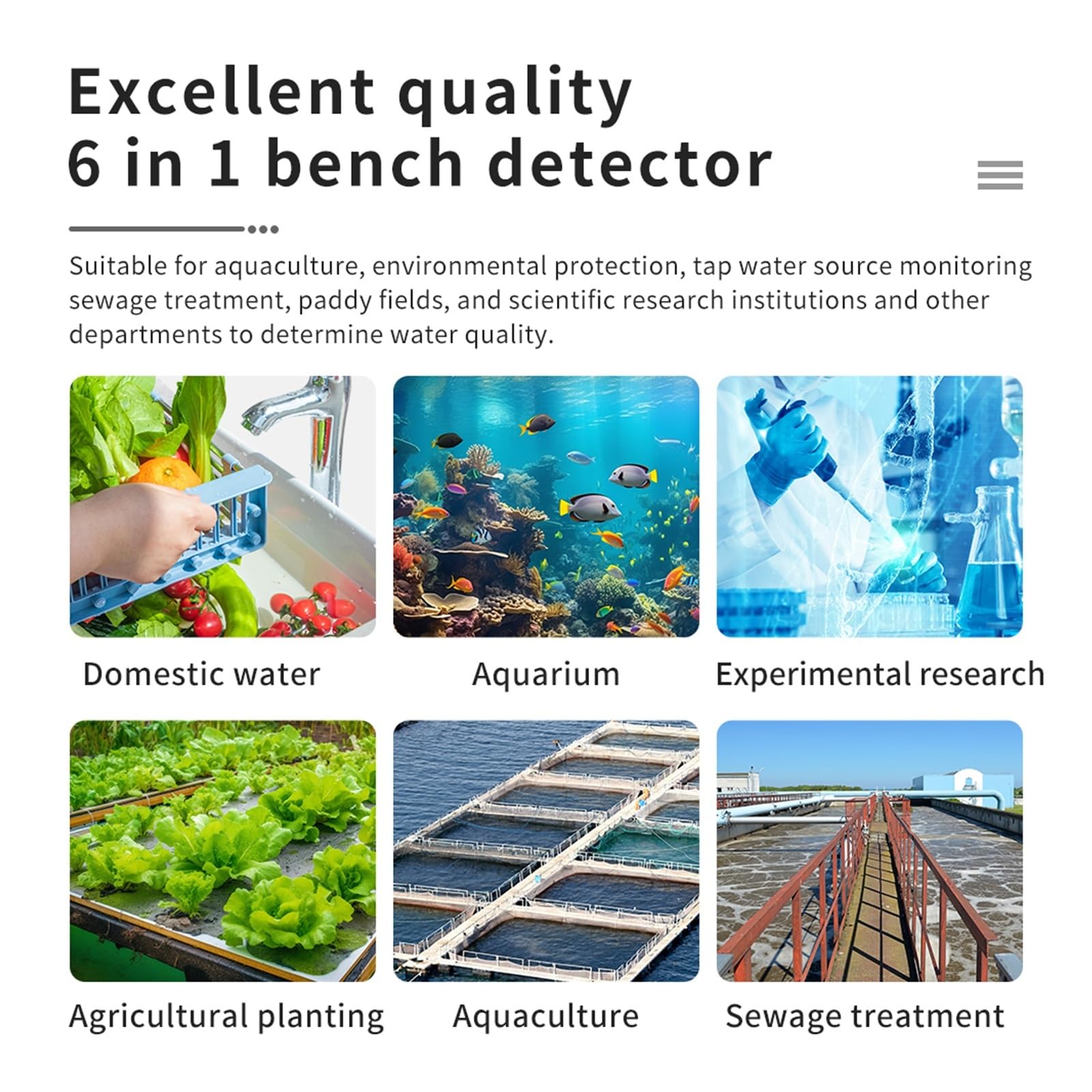 Medidor de pH digital Calibración automática Probador de temperatura ORP TDS EC CF de escritorio | Analizador de calidad del agua for acuarios de laboratorio