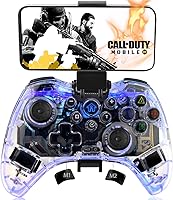 Vista 1 de Megadream Controlador de juego inalámbrico transparente para iOS Android PC NS Switch PS5 PS4 PS3 funciona con iPhone131211X, iPad, Samsung, Apex