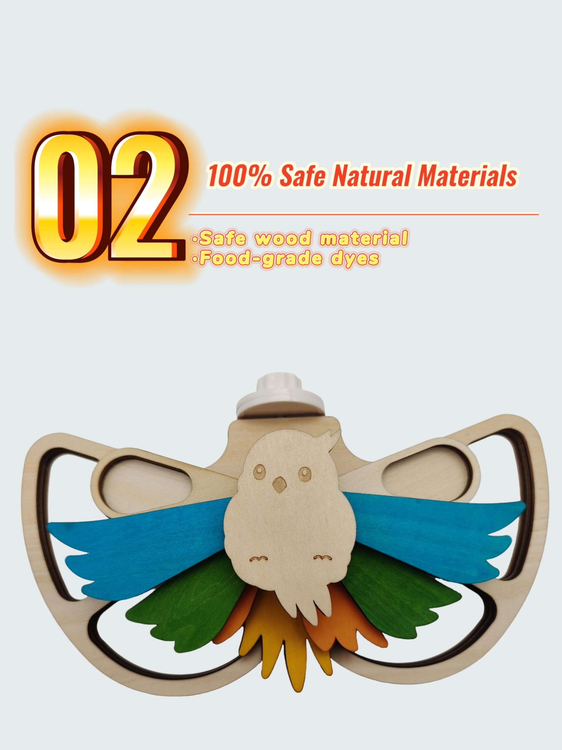 Interactive Parrot Foraging Toy - Natural Wood Puzzle Feeder & Chewable Perch for Small & Medium Birds (Conures, Cockatiels, Lovebirds) - 6 Hidden Food Holes, Movable Feathers & Easy Cage Mount - image 5