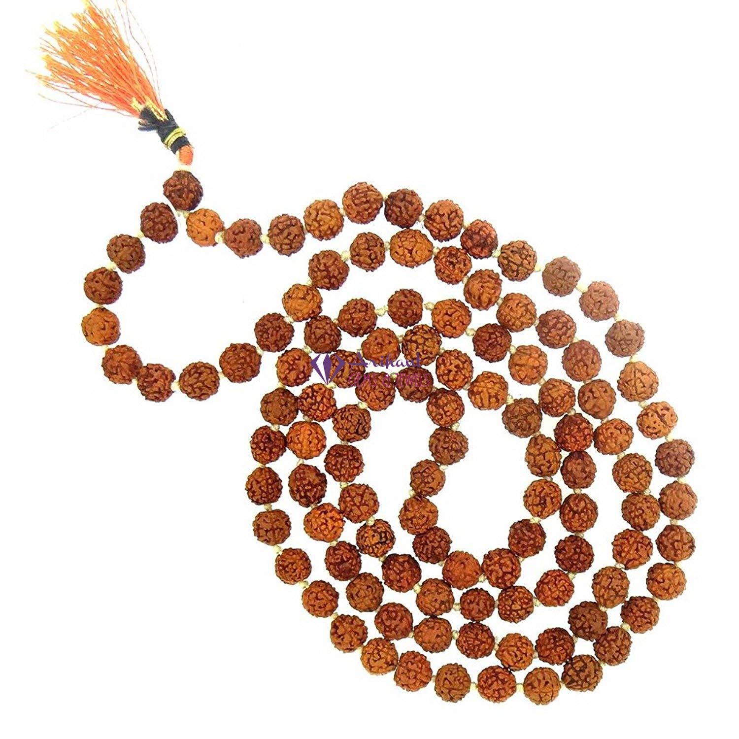 Arihant Gems 5 Mukhi Rudraksha Mala - 108+1 Beads, 4mm, Natural Himalayan Seeds For Meditation, Spiritual Growth & Positive Energy - View #2