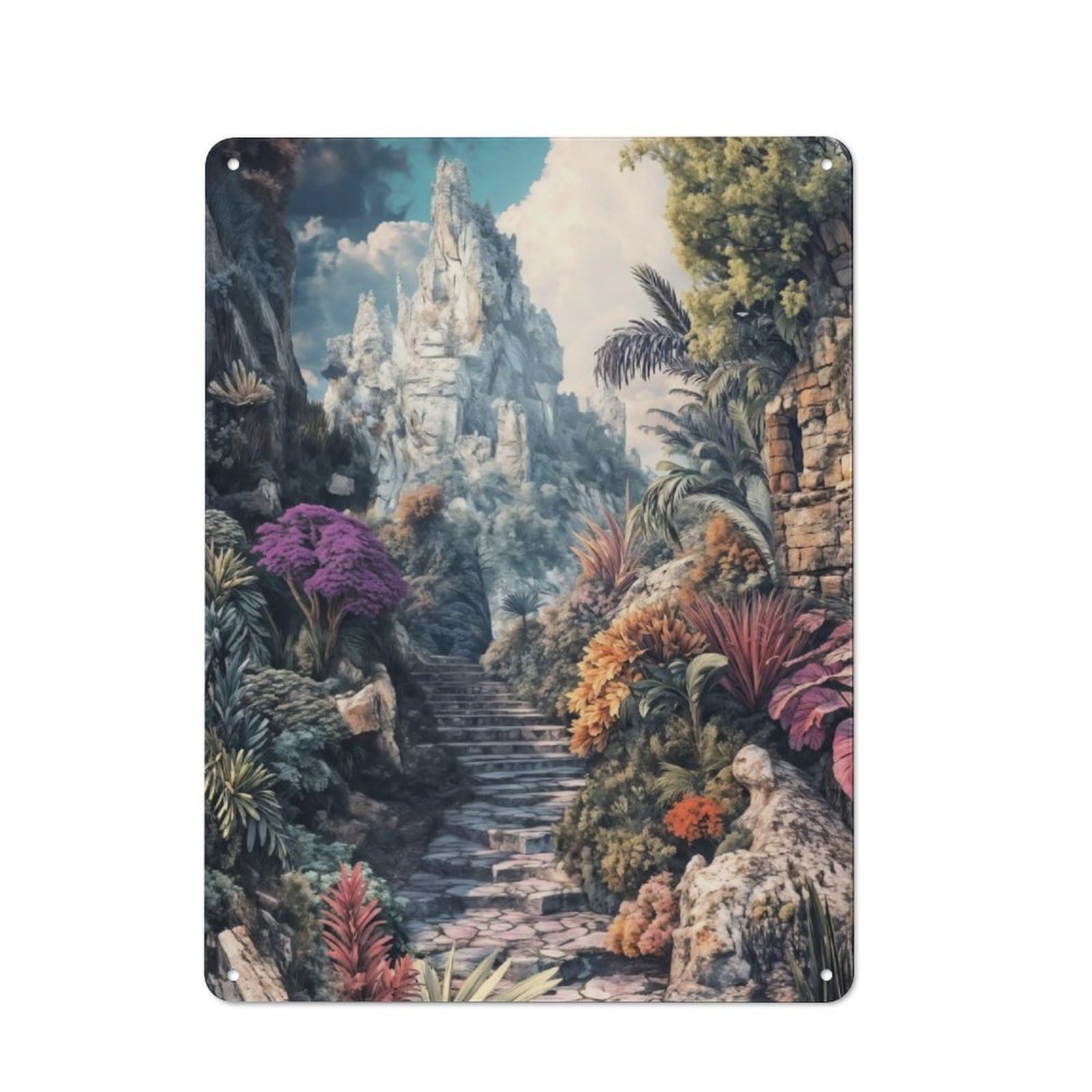 Junmoney Stone Path To Mountaintop Retro Tin Sign 40X30cm For Bar Or Restaurant, For Collectors Of Retro Metal Wall Decor