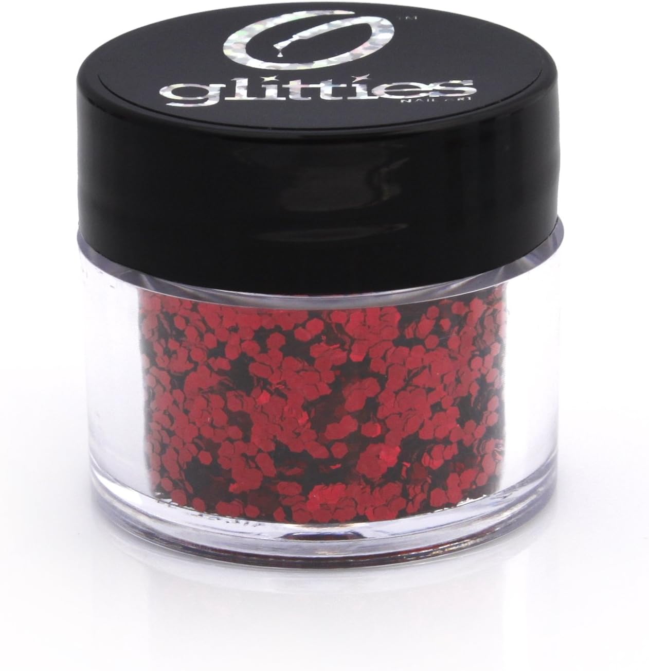 GLITTIES - Ruby Red - (.040") - Hexagon Glitter - Solvent Resistant Nail Glitter for Gel, Acrylic, Nail Polish, Nail Art Supplies - Made in The USA - (10 Grams)