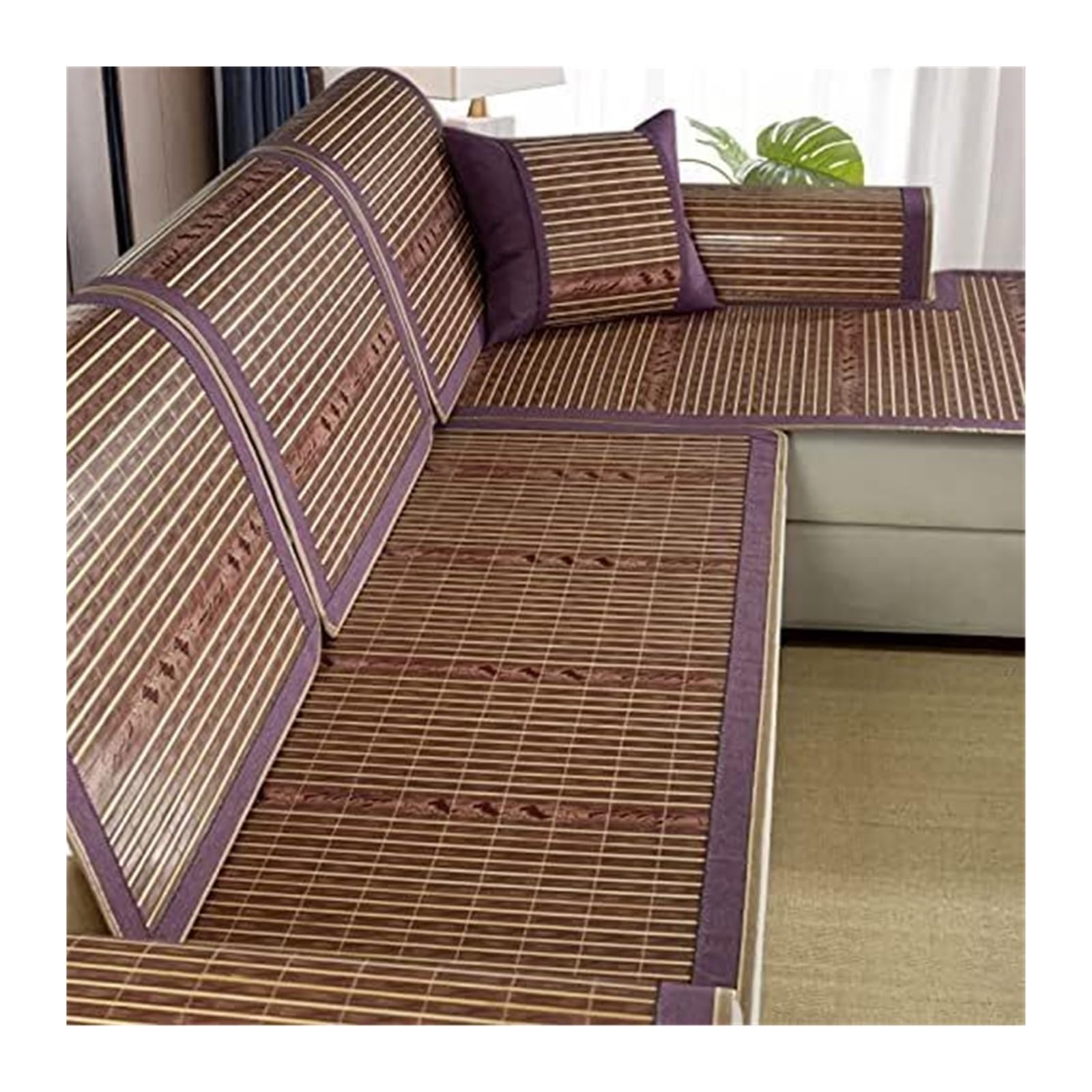 QCKNKMGG Cooling Bamboo Sofa Mat, Cooling Bamboo Sofa Mat Non-Slip Cushion Multicolor Multiple Sizes(I,60 * 180cm)