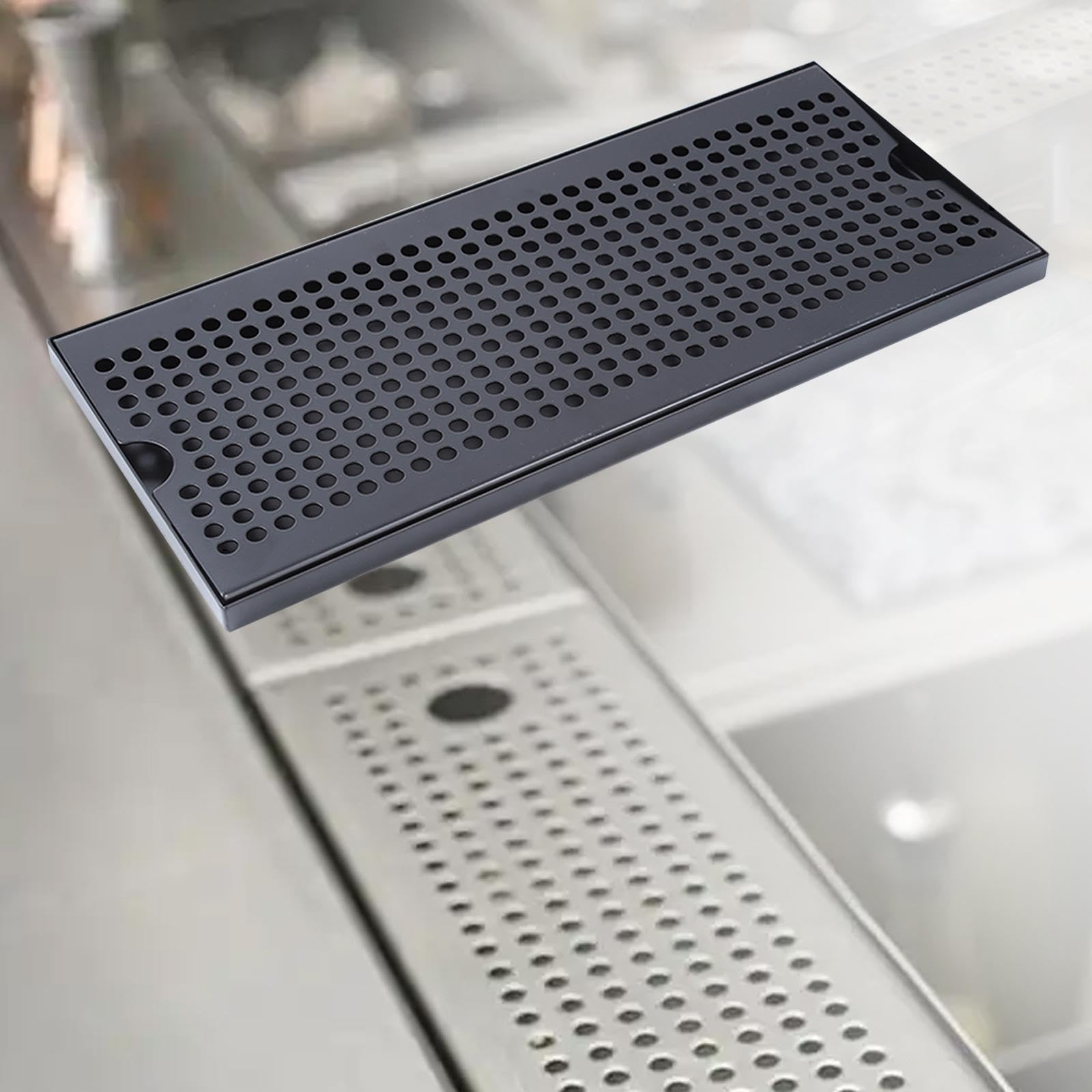 Bandeja de Goteo con Amplio Espacio para Accesorios Bandeja de Servicio con Drenaje Bandeja Portátil para Agua Adecuada para Cocina Restaurantes, 40x17.5x1.5cm