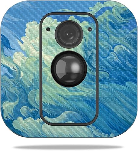 Miniatura 214 de MightySkins - Skin de fibra de carbono para cámara Blink XT para exteriores, chips dorados, acabado de fibra de carbono texturizado, protector