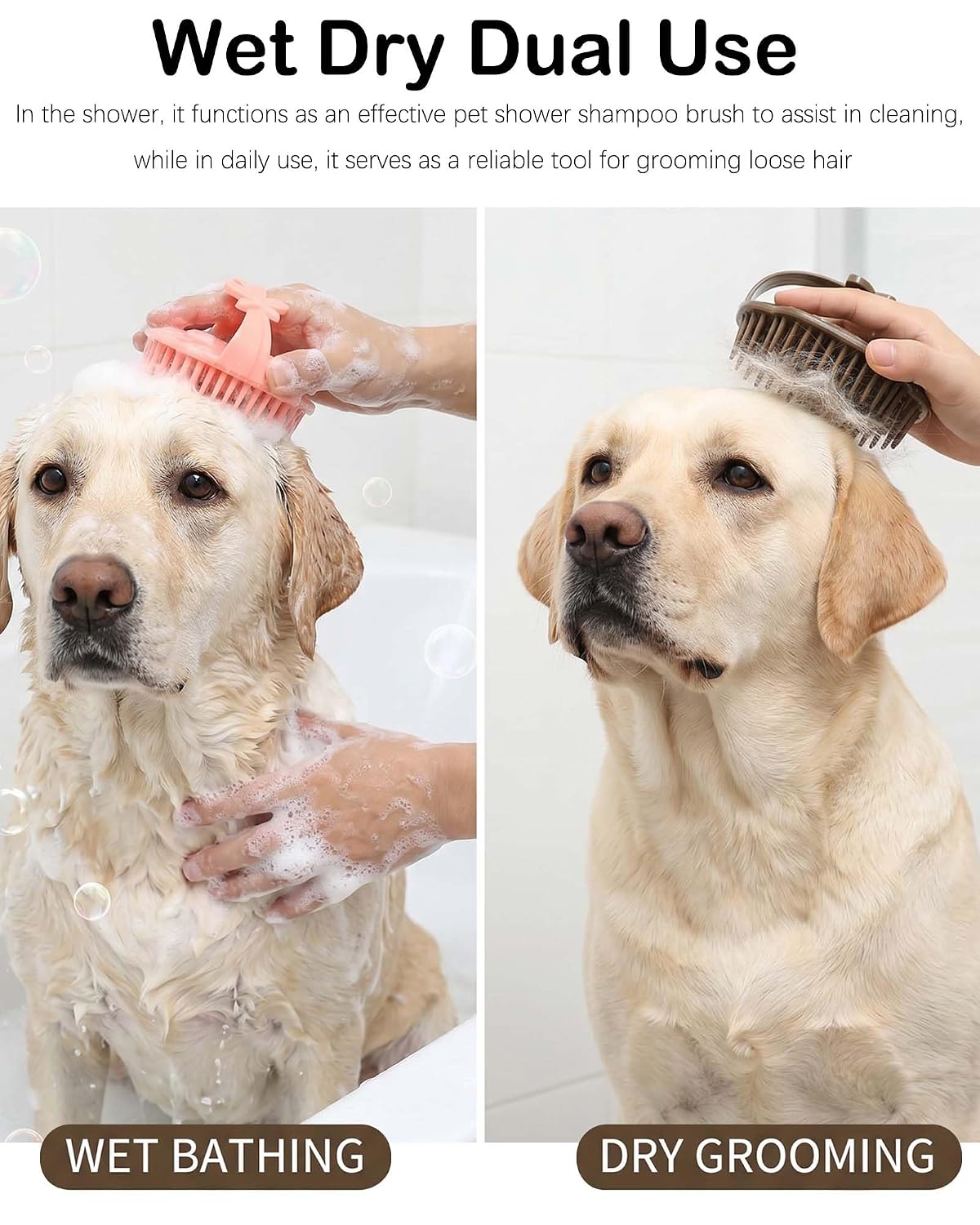 4 Pack Pet Bath Massage Brush,Dual Wet Dry Grooming Brush for Dogs and Cats image 3