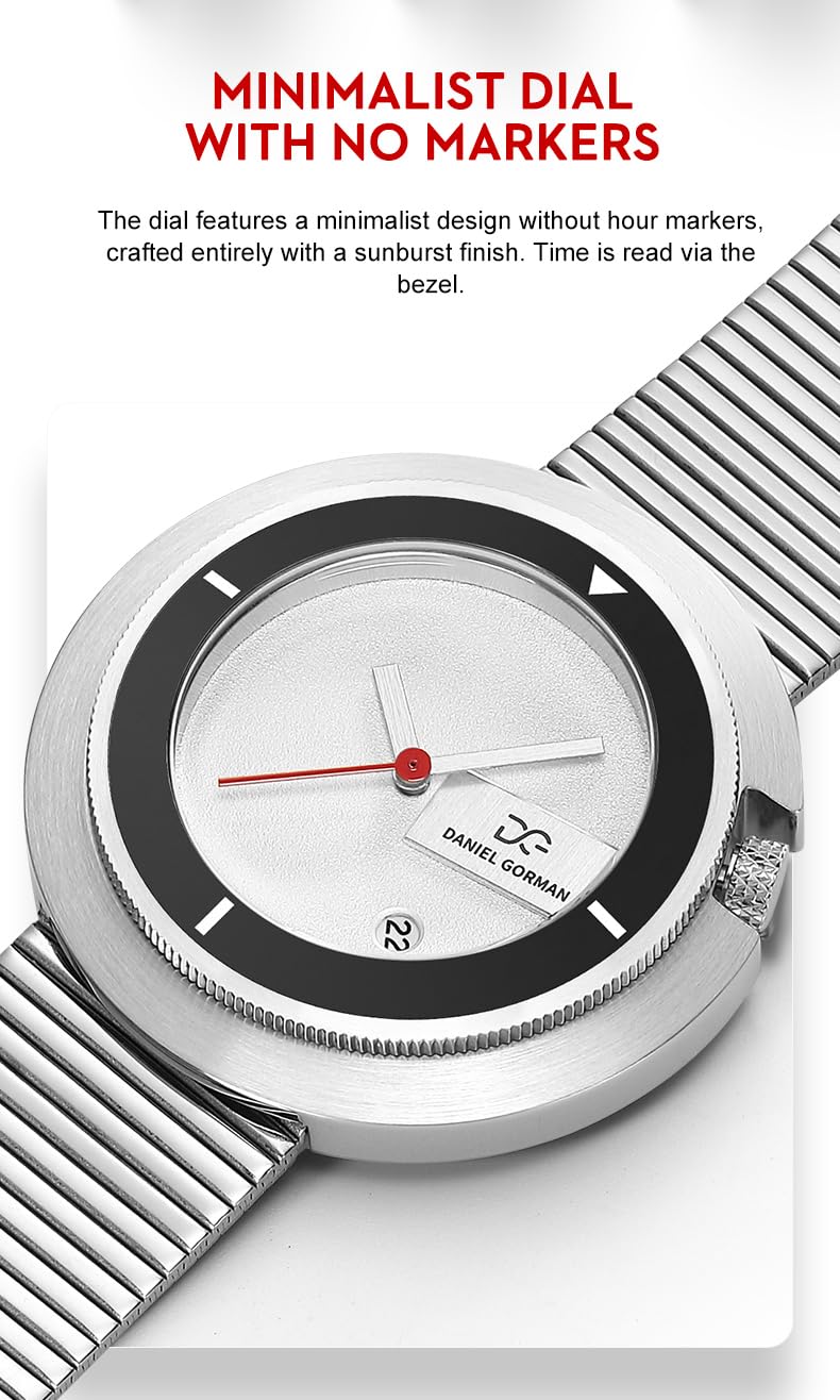 Reloj minimalista para hombre, diseño de bisel intercambiable con esfera geométrica, movimiento de cuarzo japonés, caja de acero inoxidable, vidrio reforzado mineral, reloj de pulsera casual
