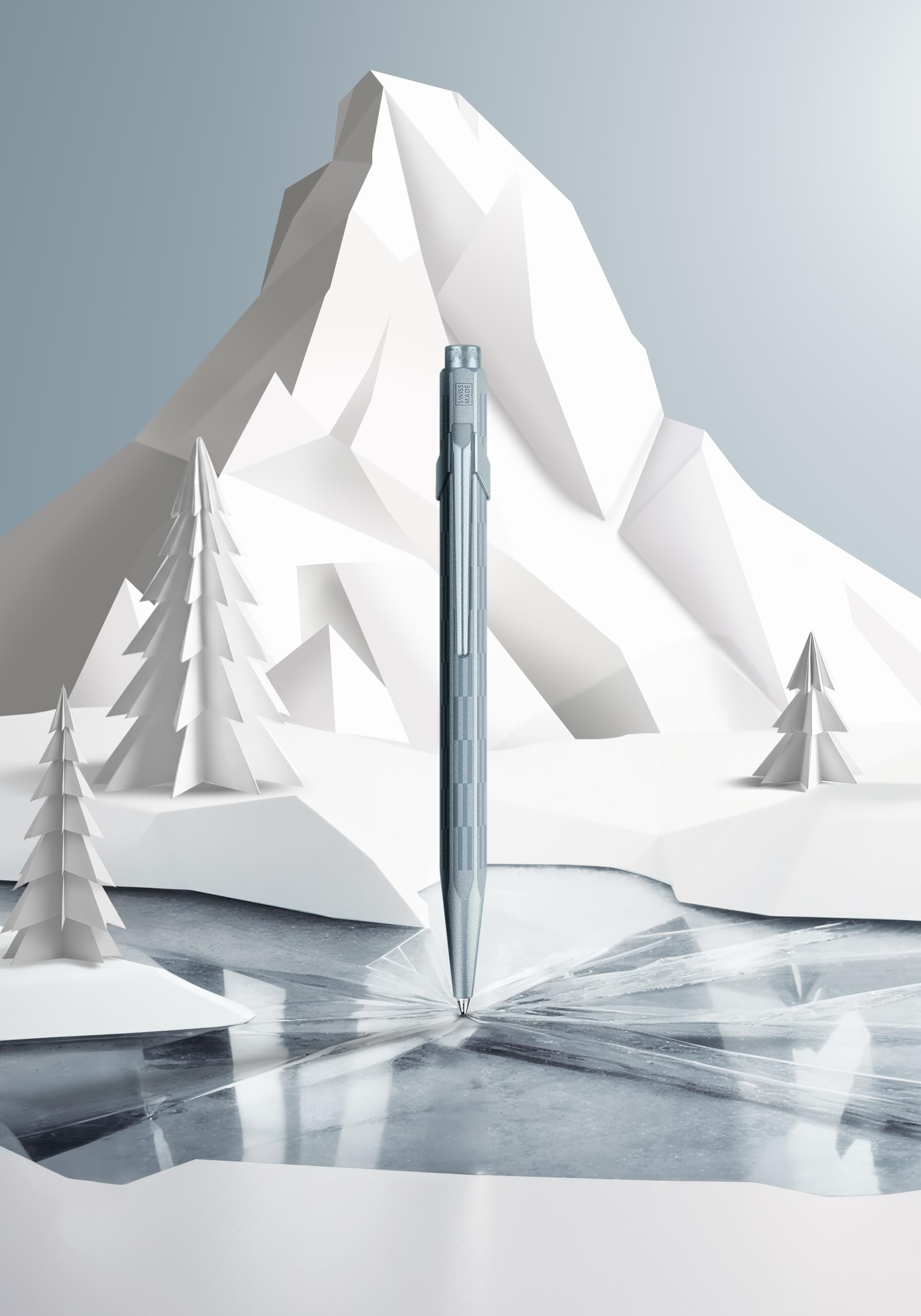 Caran d’Ache Kugelschreiber 849™ Alpine Frost Blau – Sechskant-Aluminium, Goliath-Medium Mine, Frostinspirierte Edition, Premium-Geschenkverpackung, Swiss Made