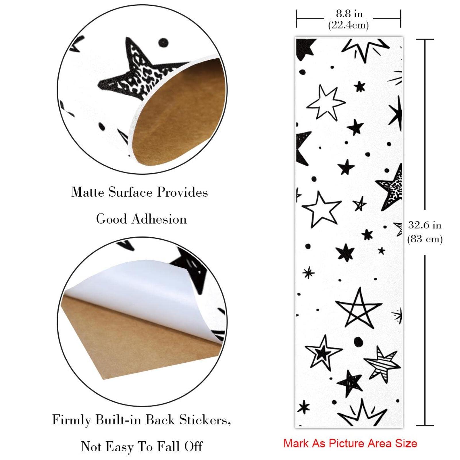 Lot de 2 feuilles de papier abrasif pour skateboard Motif étoiles Noir/blanc