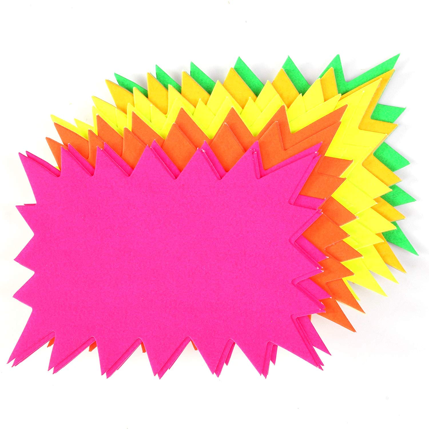 PLG Pack of 40 Premier Quality 15 x 10 cm Neon Fluorescent Stars for Shops, Retail Price Display