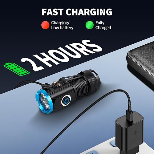 Miniatura 4 de Linternas EDC recargables de alto lúmenes, paquete de 2 mini linterna de bolsillo súper brillante con clip, práctica carga USB C, linterna pequeña