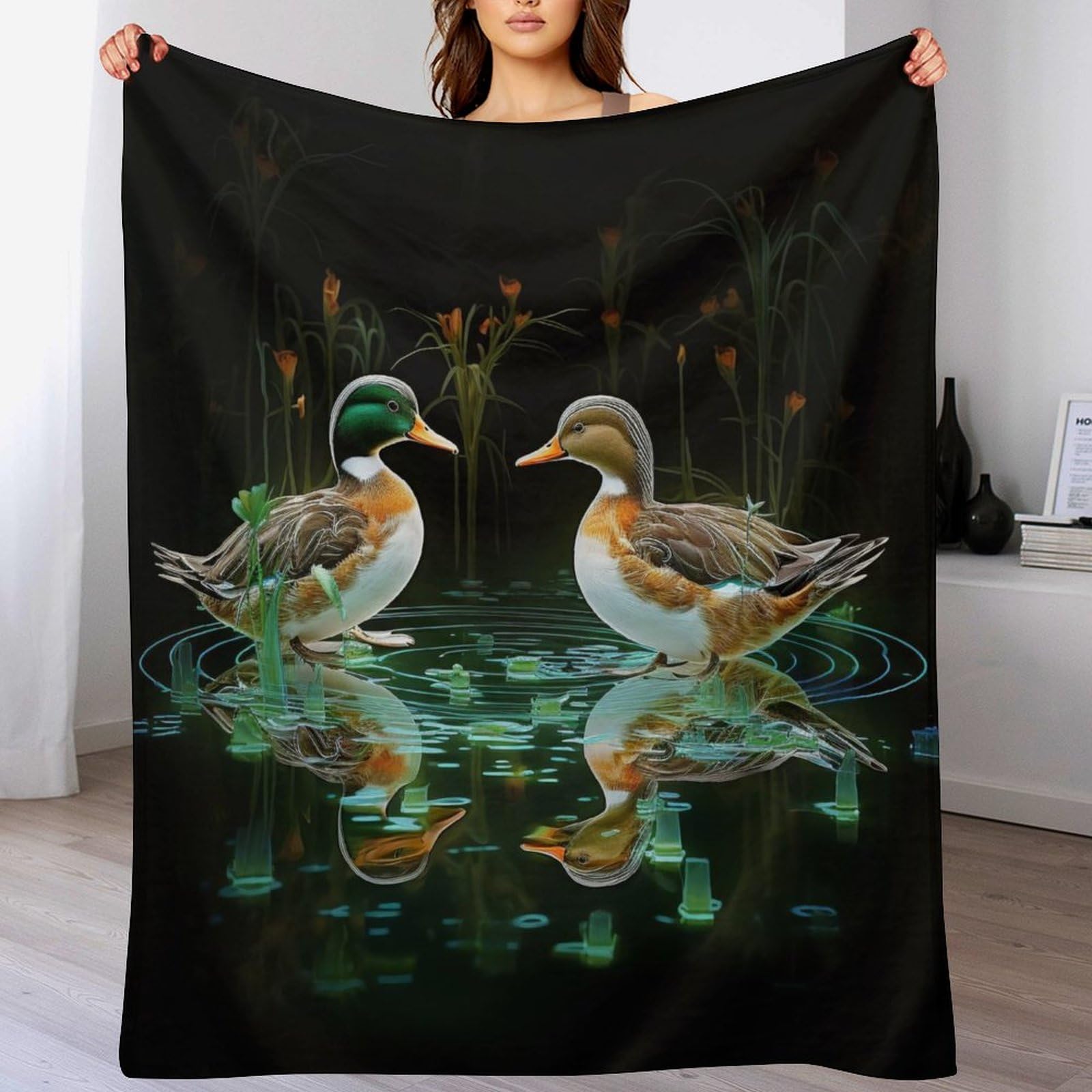 Couverture lit flanelle motif canard pour des soirées cocooning cosy
