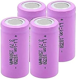 Battery 3.7V 1500Mah 18350 Li-ion Rechargeable Battery 10A Continuous Discharge Power Battery for Headlight Camera Toy-4 Pieces