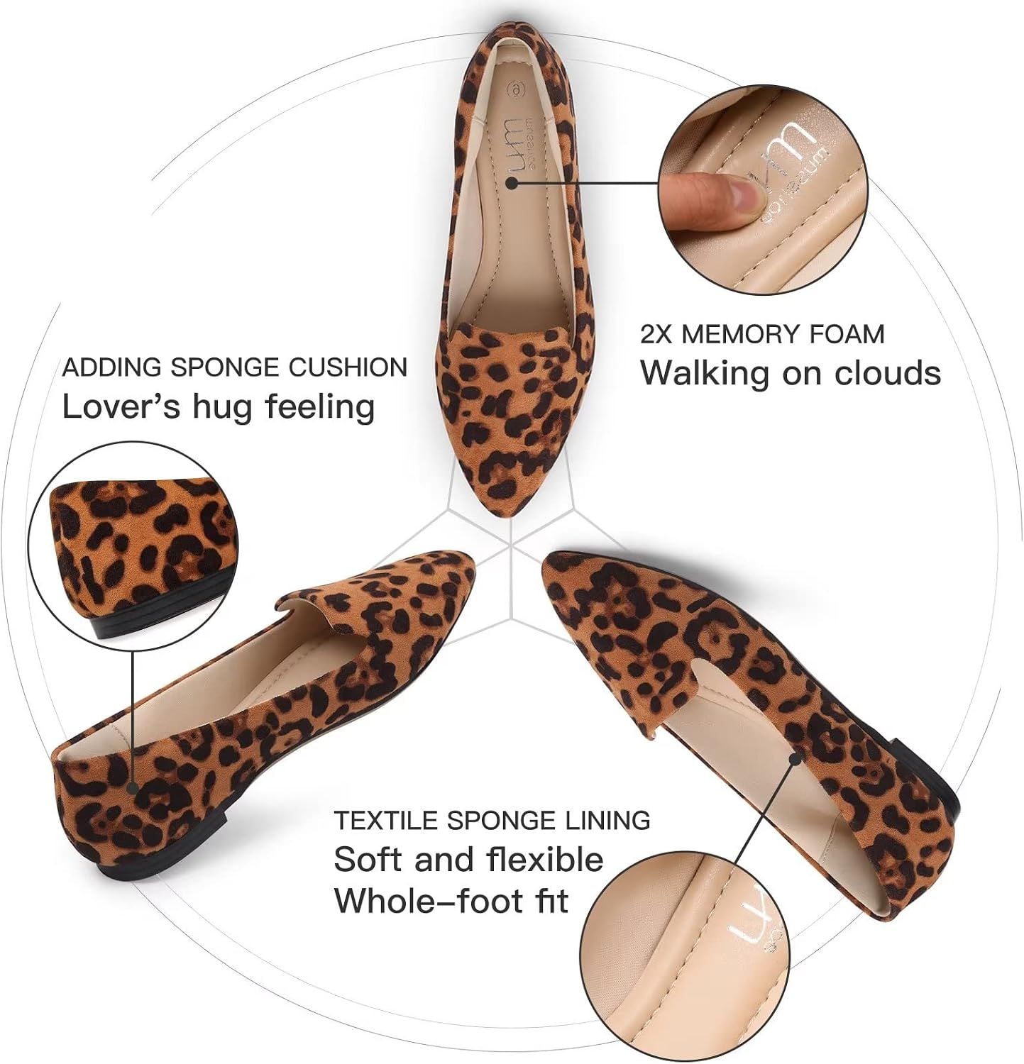 MUSSHOE Flats for Women Pointed Toe-Comfortable Business Casual Work Shoes, Dressy Suede Slip On with Memory Foam for Office, Teacher & Standing All Day image 4