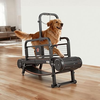 VEVOR Tapis Roulant per Cani di Taglia Grande Capacità Fino a 199,58 kg, Macchina da Corsa per Cani Interni, Altezza Pista di Corsa Inclinabile 11 cm, Freno a Mano, Esercizio Fisico in Forma Vita Sana