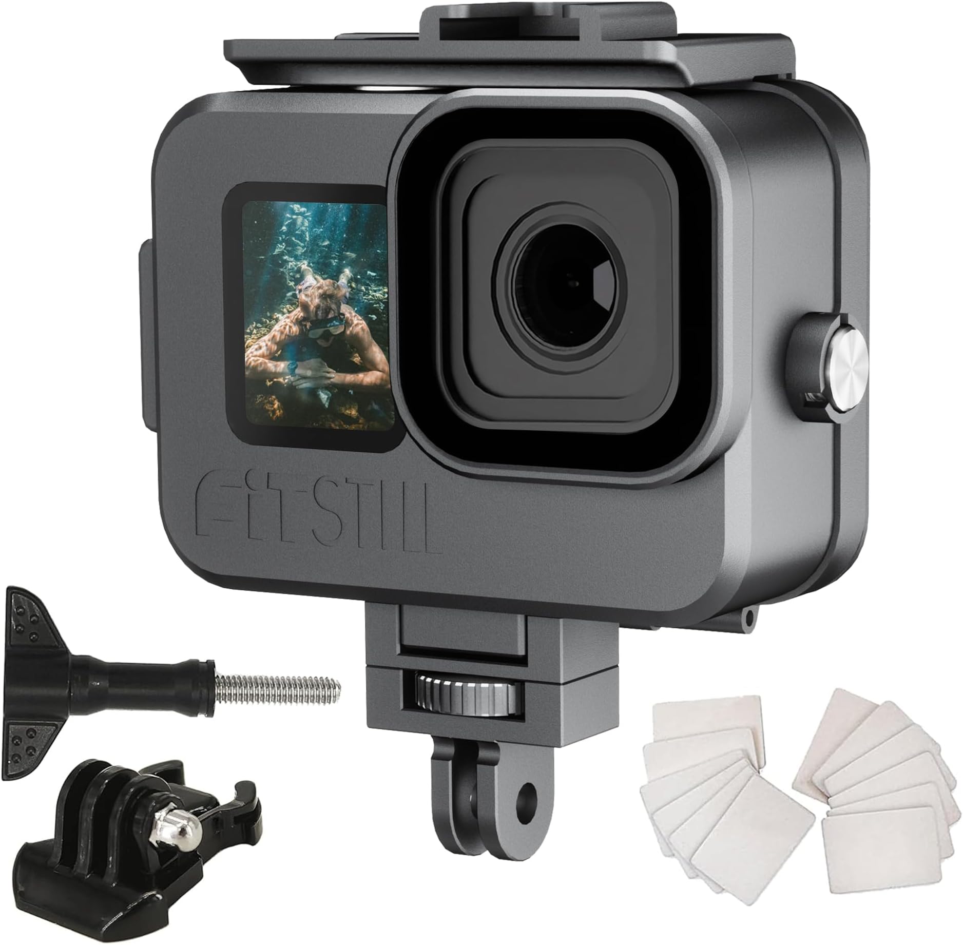 Custodia Impermeabile Alluminio Per GoPro Hero 9-13 - Fino A 80m, Doppio Supporto Accessori - Foto 8