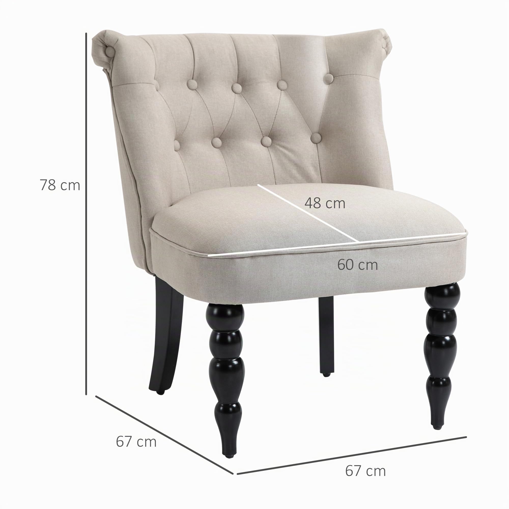 HOMCOM Fauteuil Lounge Vintage inclinable avec Pieds en Bois Beige