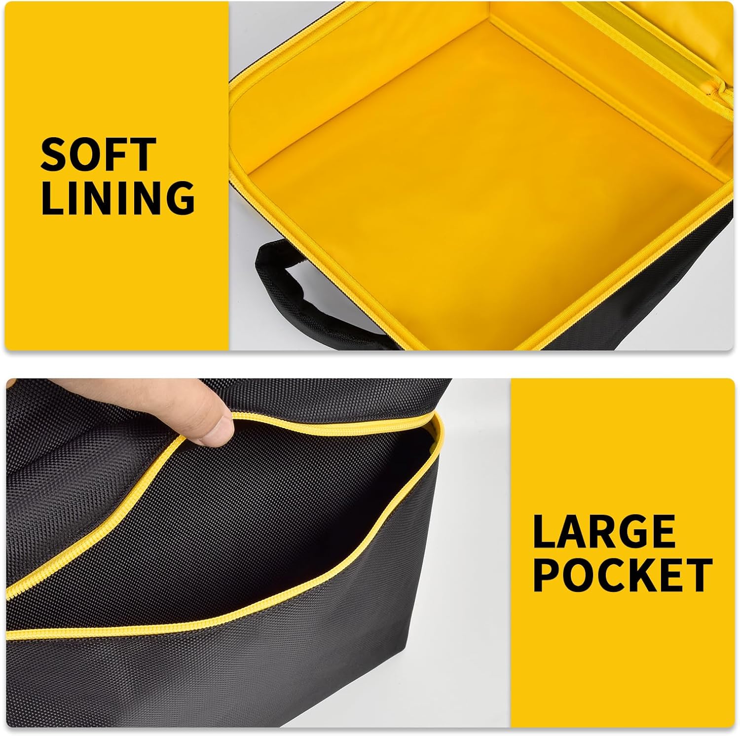 Car Jumper Starter Storage Bag Compatible with DEWALT DXAEJ14 Digital Portable Power Station Air Compressor, Carrying Case Holder Container (Black with Yellow Inner Case Only)