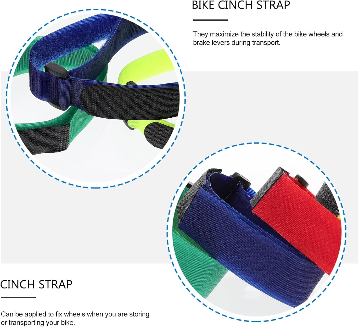 15pcs Adjustable Bike Rack Straps with Sturdy Hook and Loop Fasteners, 25x600mm Mixed Color Cinch Straps for Bicycle Wheel Stabilizing and Bundling Accessories